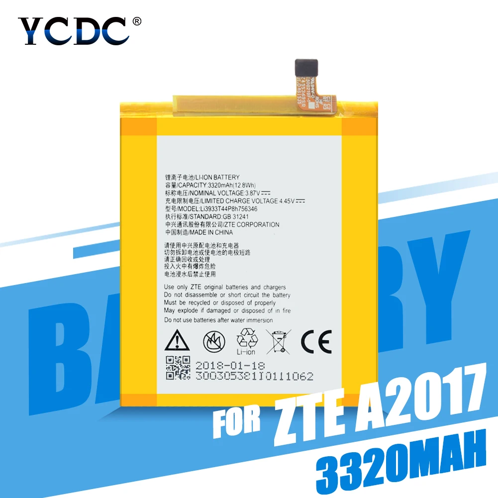 Настоящая литиевая батарея для телефона Li3933T44P8h756346, аккумуляторная батарея для zte A2017 A2018 Axon 7 Axon 7S 3320 мАч
