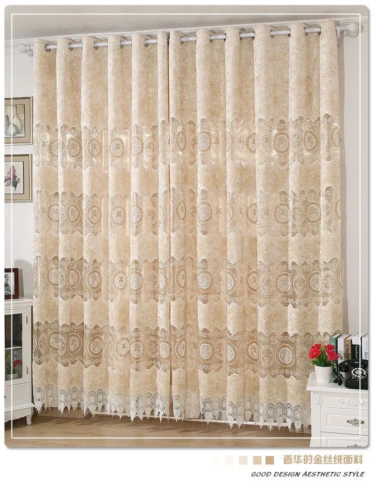 

[Versailles] soluble grade gold velvet curtain embroidered openwork embroidery living room luxury