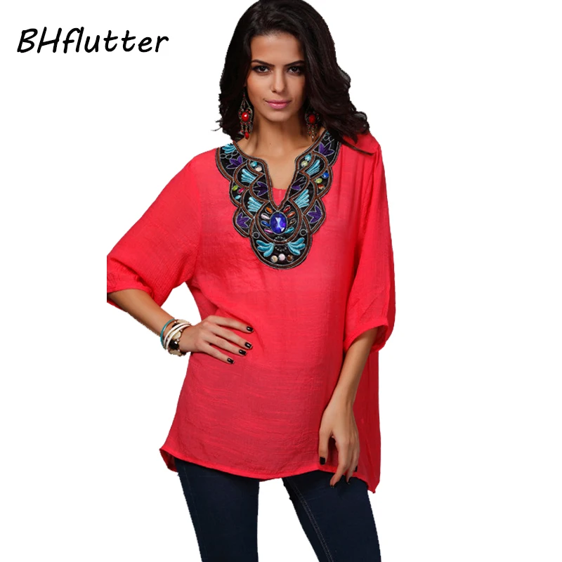 Aliexpress.com : Buy BHflutter Women Tops Embroidery V