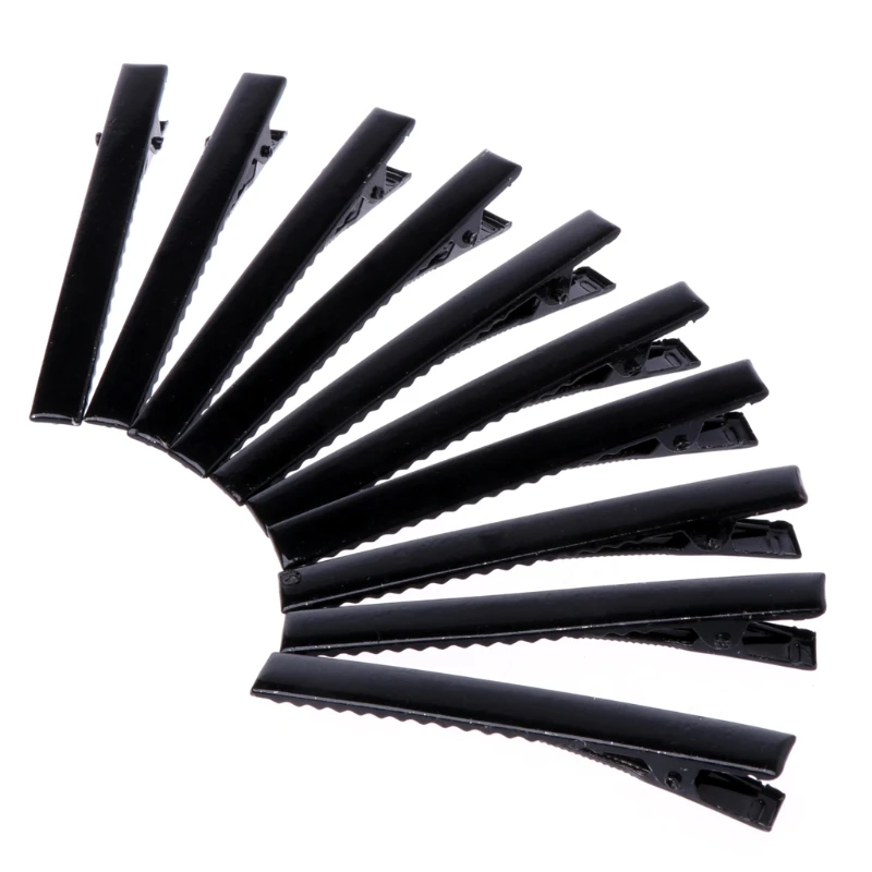 

10Pcs 7cm Black Metal Single Prong Alligator Clip Hair Clips Barrette Bows