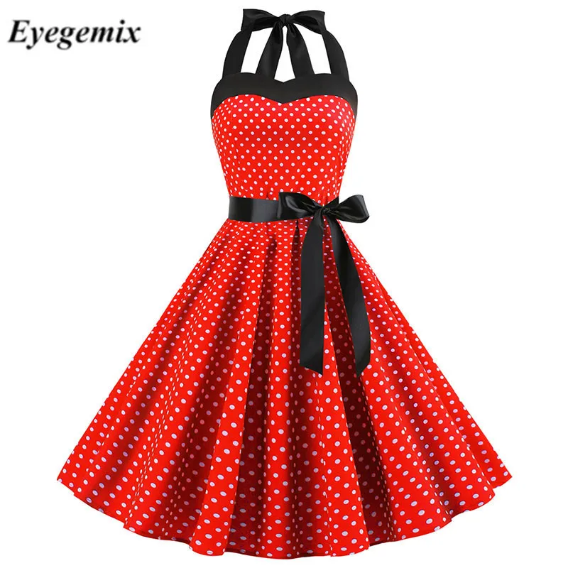 Горошек рокабилли платье Robe Ete 2021 без бретелек 1950s 60 халат Винтаж Vestidos в стиле пин