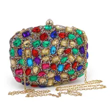 Frauen Abendtasche Acryl Farbe Diamant Kupplungen Taschen Party Gold Hochzeit Silber Kupplung Strass Geldbeutel Umhängetasche