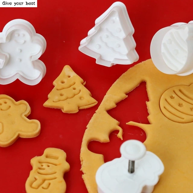 4pcs Stamp Biscuit Mold 3D Cookie Plunger Cutter Pastry