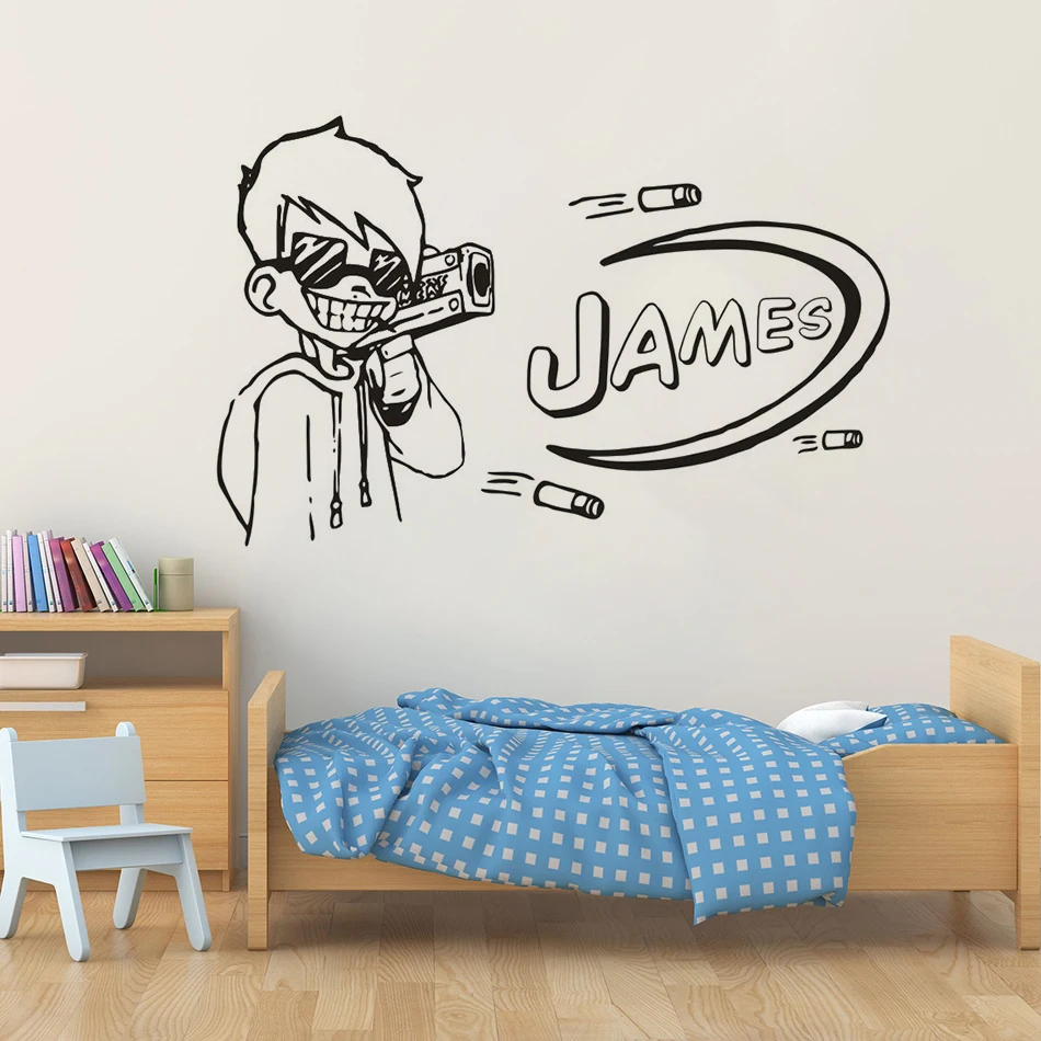 Us 731 26 Offnerf Gun Games Wall Sticker Customize Names Removable Wall Mural Gun Boys Vinyl Wall Decal Kids Palyroom Cool Decoration Az683 In - cool names boys for games