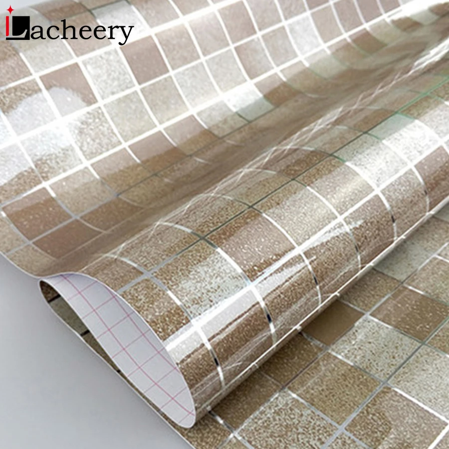 

Modern PVC Self-adhesive Wallpaper Bathroom Wall Stickers Kitchen Waterproof Mosaic Tile Stickers Home Decor Film DIY Room Decor