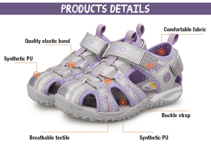 UOVO/Новое поступление года; летние пляжные сандалии; детские сандалии с закрытым носком; детская модная дизайнерская обувь для девочек;#24-38