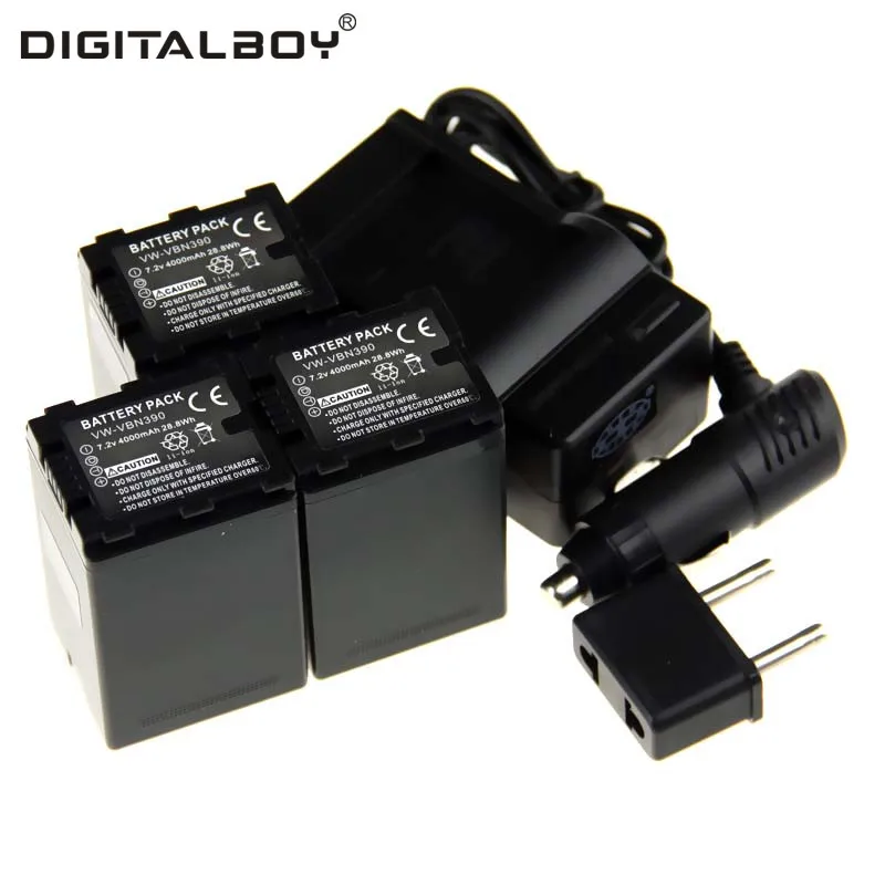 4000mAh 6PCS/Set 3pc VW VBN390 VW VBN390 VWVBN390 Camera Battery
