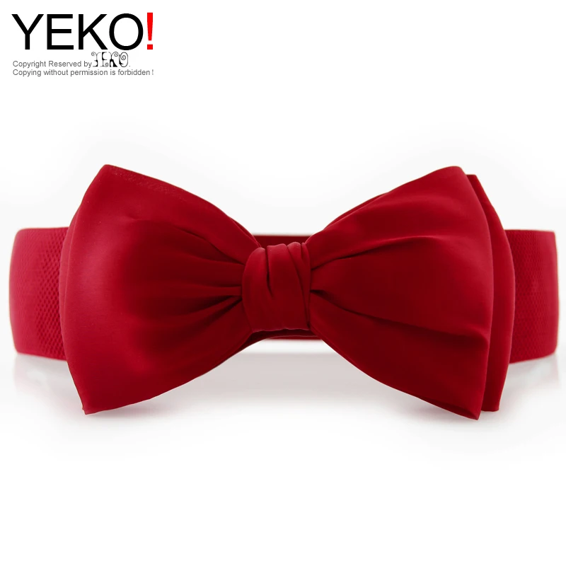 Elastic Wide Waist Belt with Large Floral Chiffon Bow