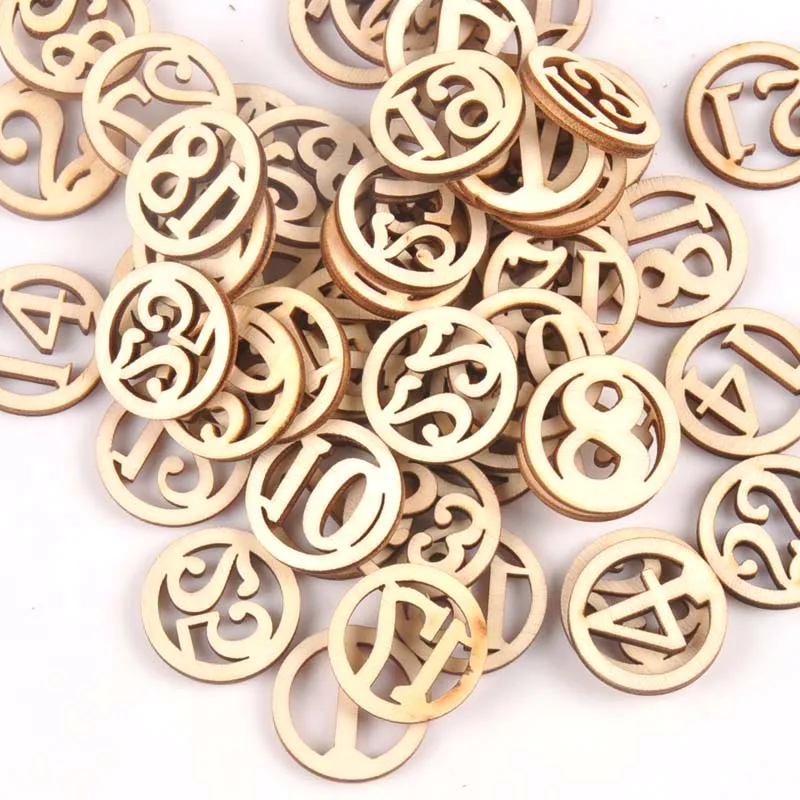 25pcs Random Mixed 1-30 Number Wood DIY Crafts Scrapbook DIY For Home Decor Wooden Ornaments Accessories Embellishment m1780