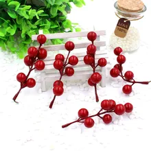 Дешевые 10 шт(1 шт = 7 головок) искусственные ягоды Бакка букет для свадебного украшения DIY гирлянды Розы Декоративные искусственные цветы