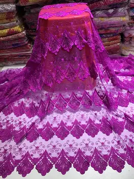 

Best Selling African Lace Fabric Purple Silk Lace Fabric, 2019 High Quality French Lace Fabric For Wedding Dress(TS-5-19