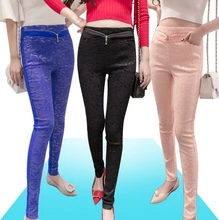 New women Lace high-waisted outside wearing leggings Pencil pants show thin casual wild Sexy little feet pants G30