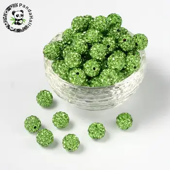 

10mm Round Pave Disco Ball Beads, Polymer Clay Rhinestone Beads for Jewelry Making DIY , Hole: 2mm 100pcs