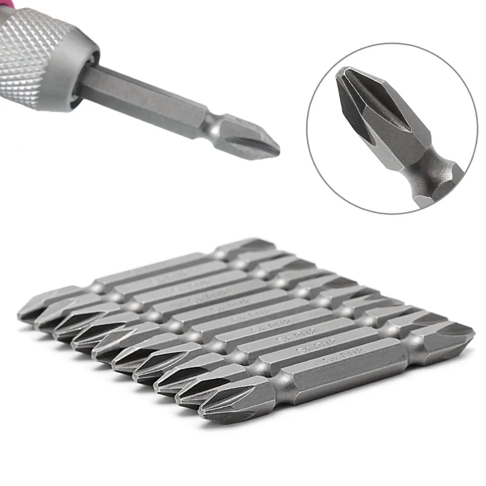 

10Pcs PH2 Electric Screwdriver Bit Set Hex Shank Magnetic Alloy Steel 65mm New 2017
