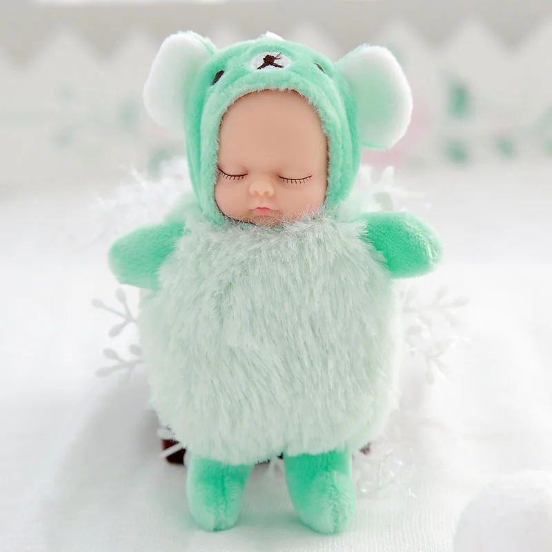 Мини kawaii спящие Детские куклы плюшевые игрушки Bjd bebe кукла брелок Подвеска для детей Девочка Рождество подарок на день рождения мягкая ПВХ игрушка - Цвет: Light green  bear