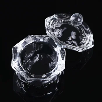 

1 Pc Crystal Glass Cup For Nail Art builder UV Gel Powder Liquid Container Heart Octangle Mini Bowl Dappen Dish Nail Art Tools