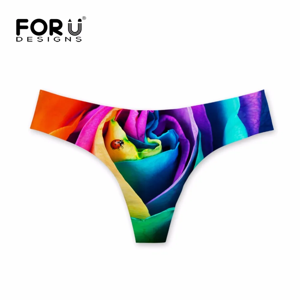

FORUDESIGNS Swimming Trunks Women Brazilian Panties Retro Colorful Floral Printing Thong Swimsuit Sexy Swimwear Shorts Women