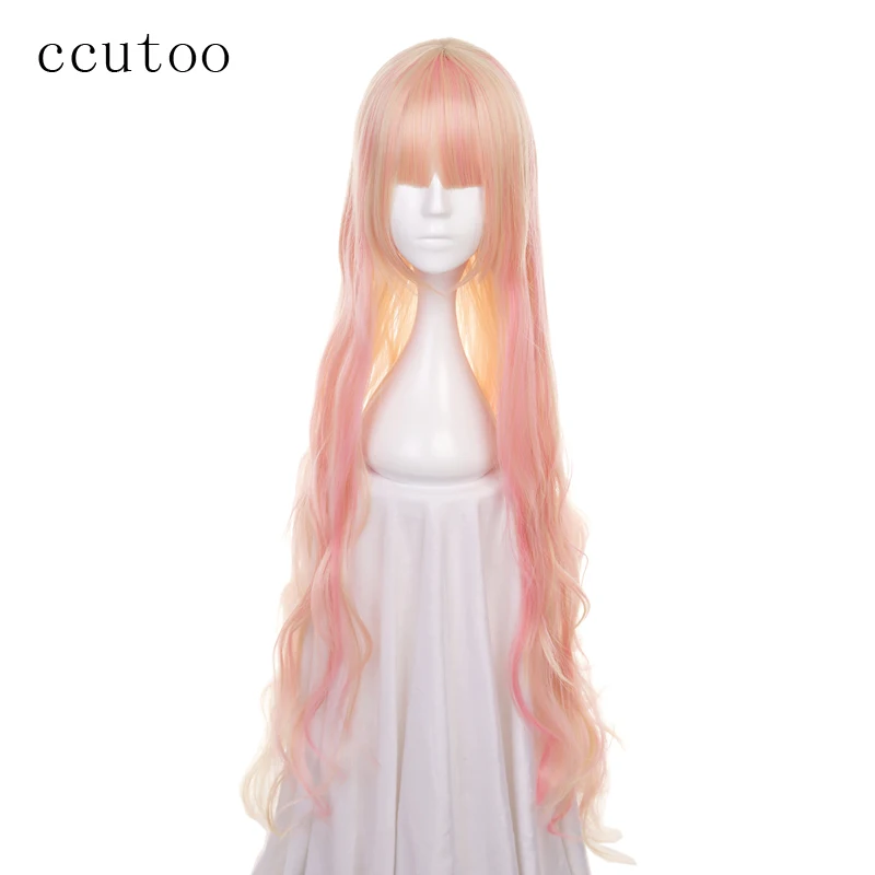 

ccutoo 120cm Macross sheryl Pink Blonde Mix Wavy Long Synthetic Wig Heat Resistance Fiber Cosplay Costume Wigs Hair