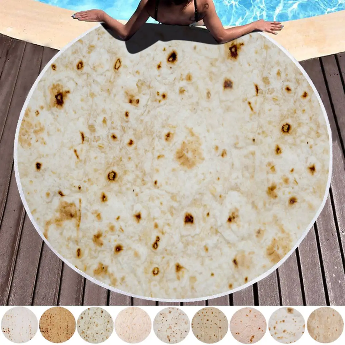 

150cm Soft Blanket Throw Tortilla Comfort Food Creations Burrito Wrap Blanket Perfectly Round Throw for Dropshipping