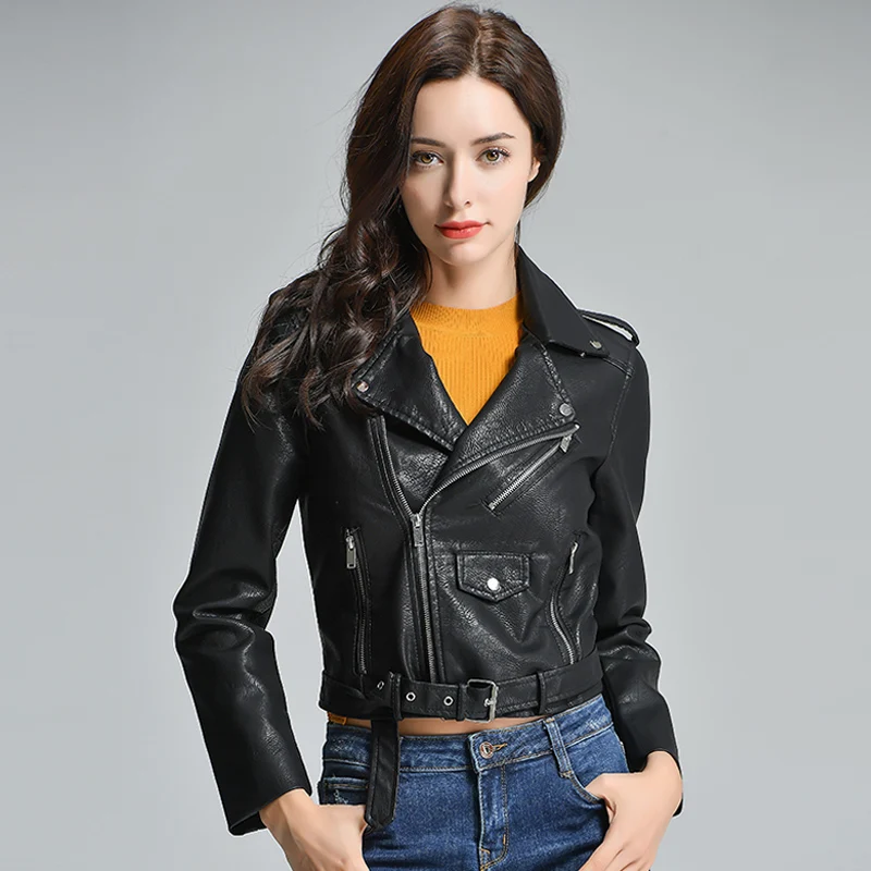 

2019 New Loose PU Faux Leather Jacket Women Motorcycle Jacket Outerwear Lady Spring Autumn Basic Coat Plus Size Women Jacket