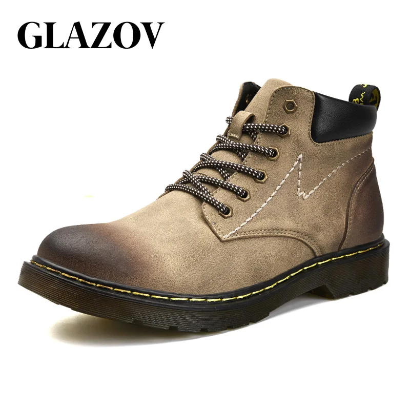 

GLAZOV Comfortable Military Martin Boots Men High Boots Microfiber Shoes Men Motorcycle Boots Riding Man Shoes Zapatos Hombre