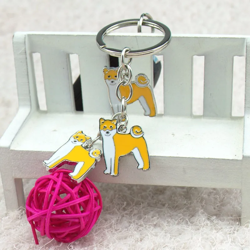 Японская Акита брелок собака очарование Ключи кольцо цинковый сплав металлов животных тег Key держатель брелок подарки, брелки женщина