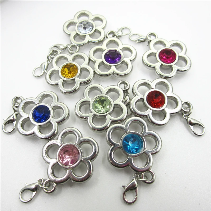 

50pcs Mix random color crystal flowers dangle charms CCB hanging lobster clasp charms for bracelet pendant necklace diy jewelry
