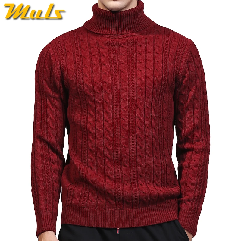 3Colors Turtleneck Sweater Pullovers Men Thick knitted