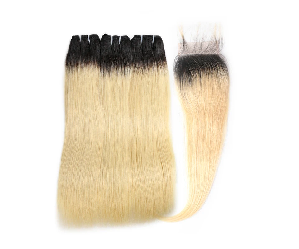 Ali queen hair Products бразильские прямые девственные волосы 3 пучка с кружевной застежкой часть предварительно сорванные натуральные волосы