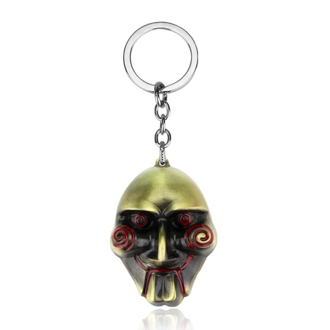 Movie SAW Keychain Mask Metal Alloy Key Chain Keyring Bag Purse Key Chain Ring Souvenirs For Men Gift Car Accessories