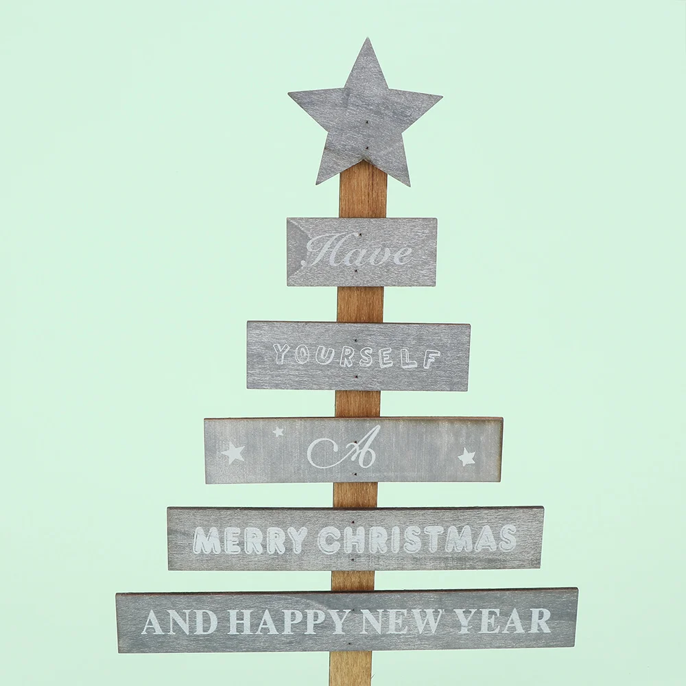 Мини Деревянный Merry Рождественская елка настольное Декор Подвески Xmas дерево украшения Рождество украшения с новым годом домашний декор подарки
