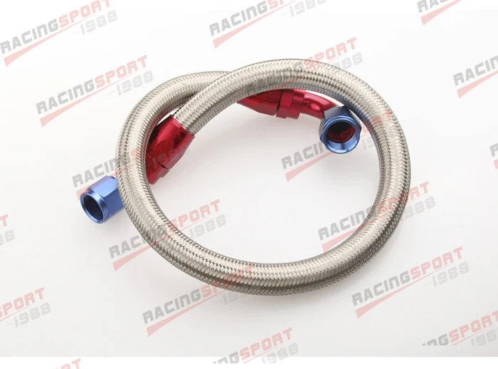 

24" 10AN SS Braided Racing Performance Oil Fuel Coolant Line Hose Assembly 90 DEGREE And 45 DEGREE hose end