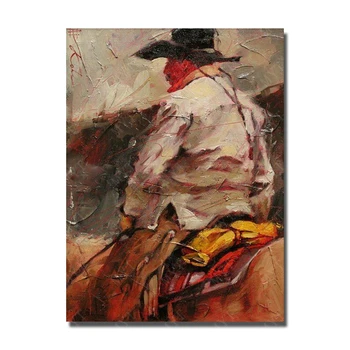 

Hand Painted Abstract Ride Horse Man Oil Painting on Canvas Modern Living Room Decor Art Decorative Wall Painting no Framed