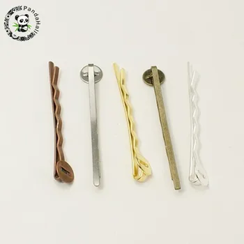 

Pandahall 150pcs Mixed Color Iron Hair Bobby Pin Findings for Jewelry Making Brand New Hair Accessories 52x2x2mm Tray: 8mm