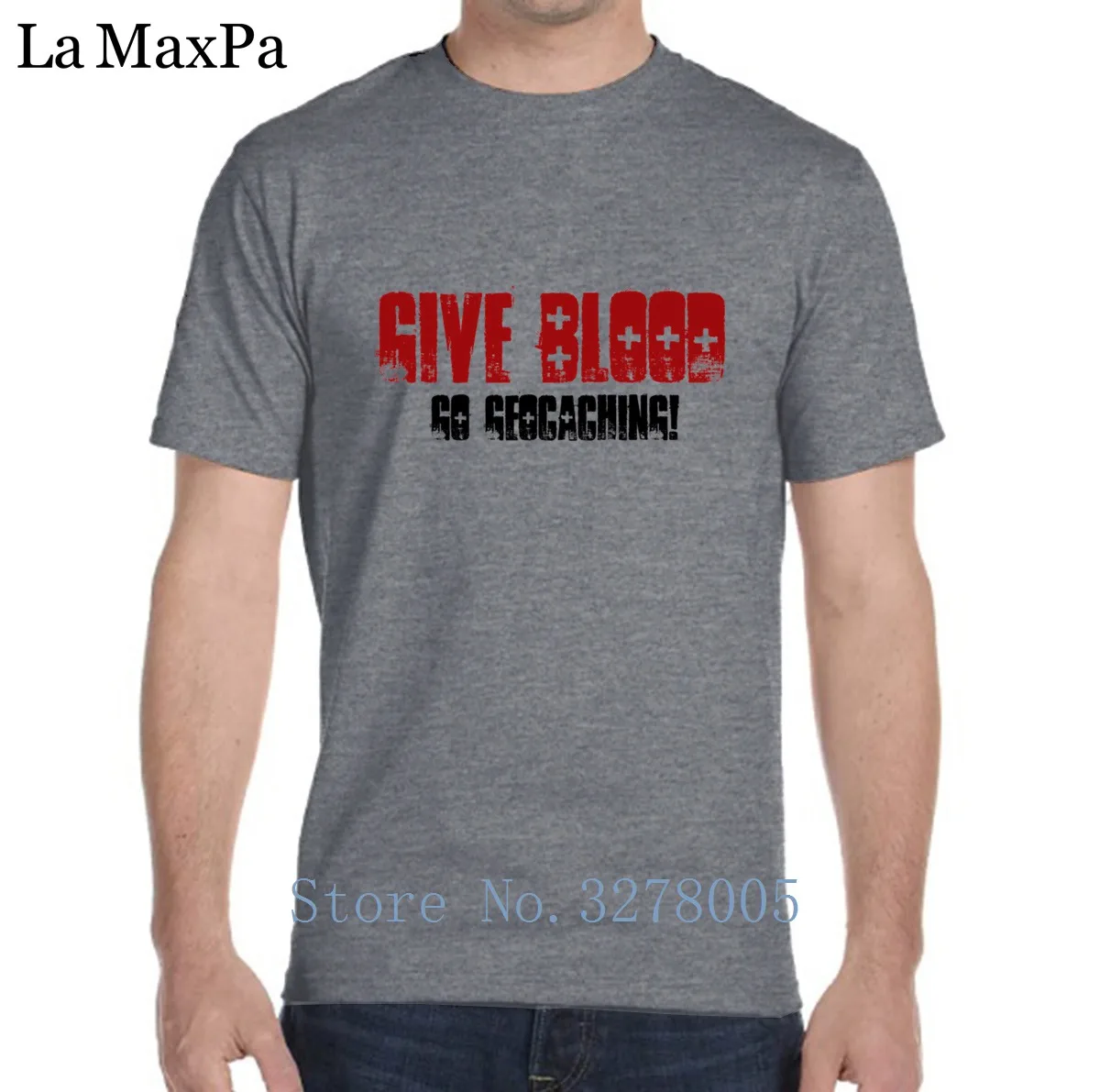 Креативная Мужская однотонная модная футболка Give Blood Go Geocaching с коротким рукавом