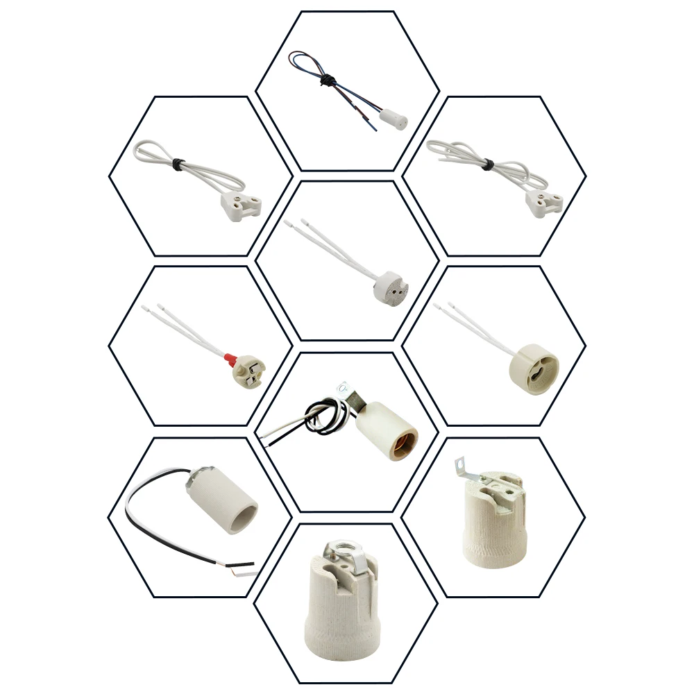 

4 pcs/lot T8 GU10 GU5.3 MR16 G4 Lamp Holder T8 Light Cap Connecting Line 30cm 120cm Lamp Socket Cable E27 E14 Ceramic Lamp Base