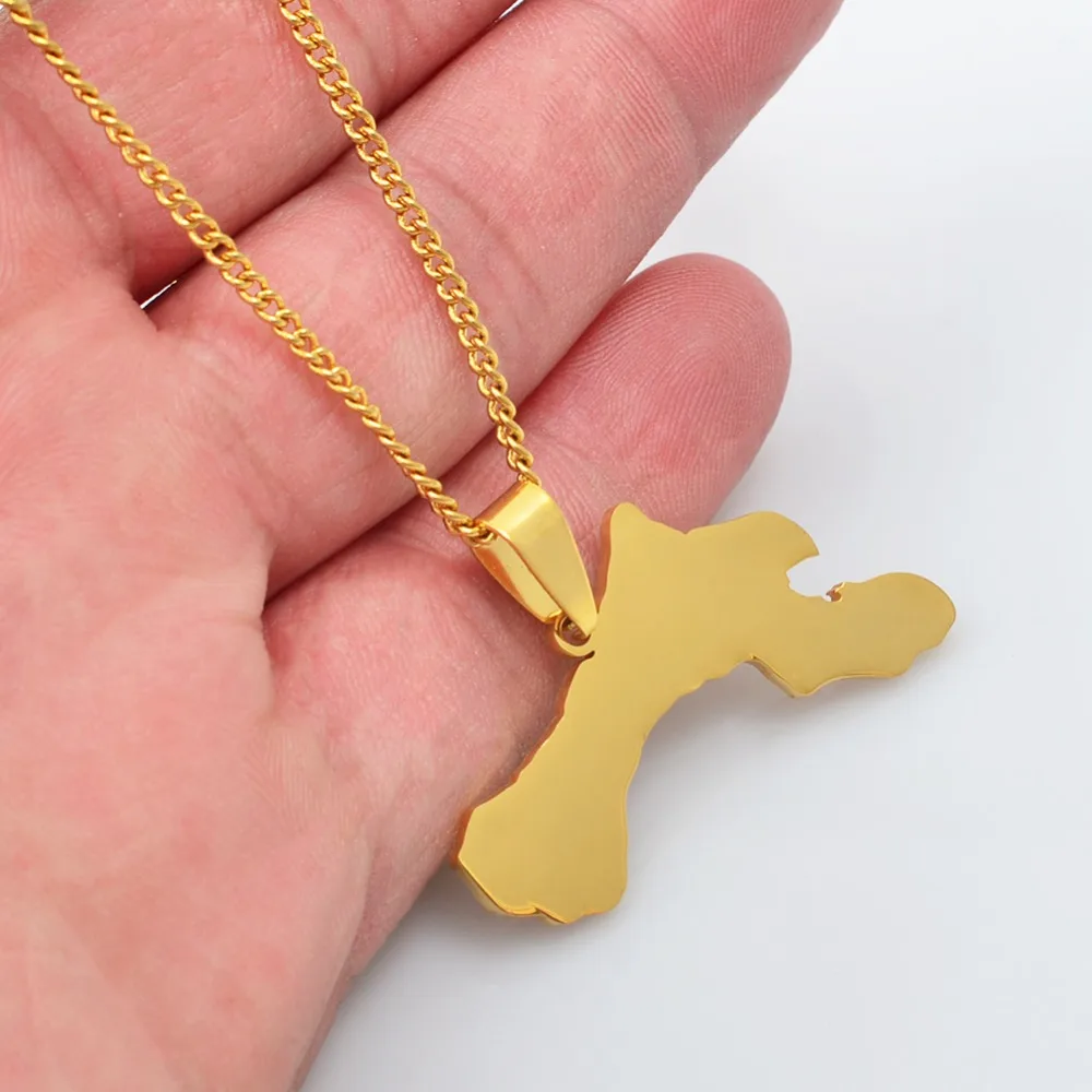 Anniyo 3,5 см Бонэйр карта кулон ожерелья из нержавеющей стали и золотого цвета ювелирные изделия#062321