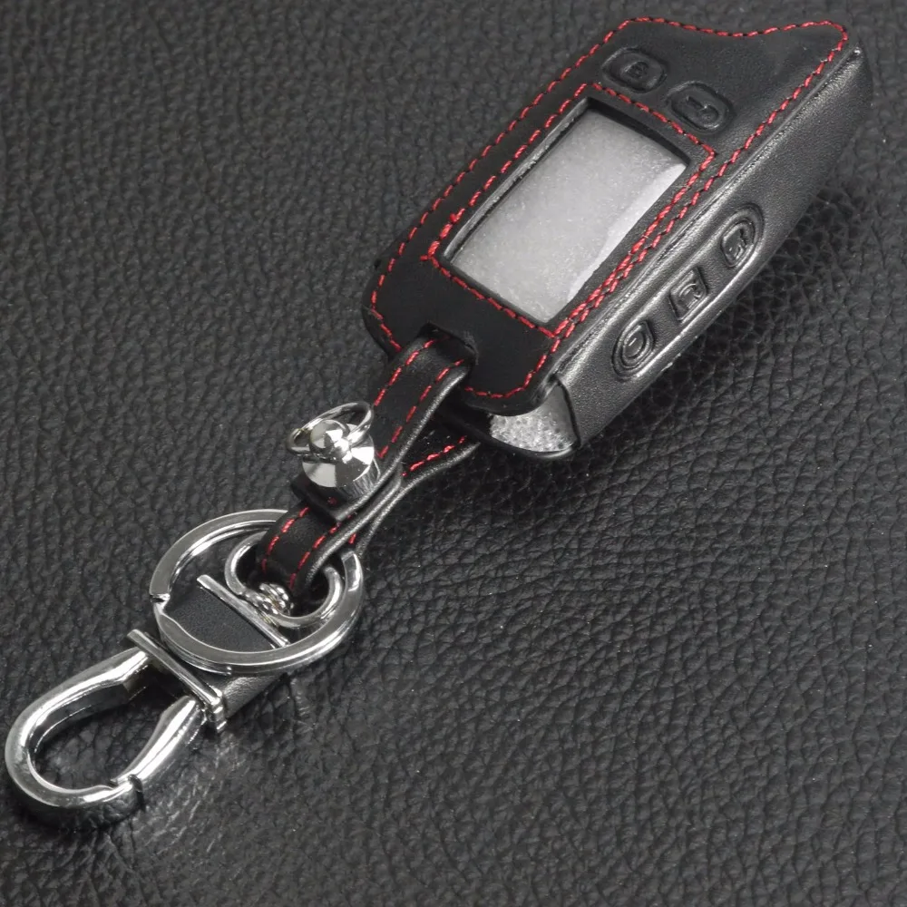 

jingyuqin Remote Leather TW9030 TW9010 Key Cover Case For Tomahawk TW9010 TW9030 Two Way Alarm System LCD Controller Keychain