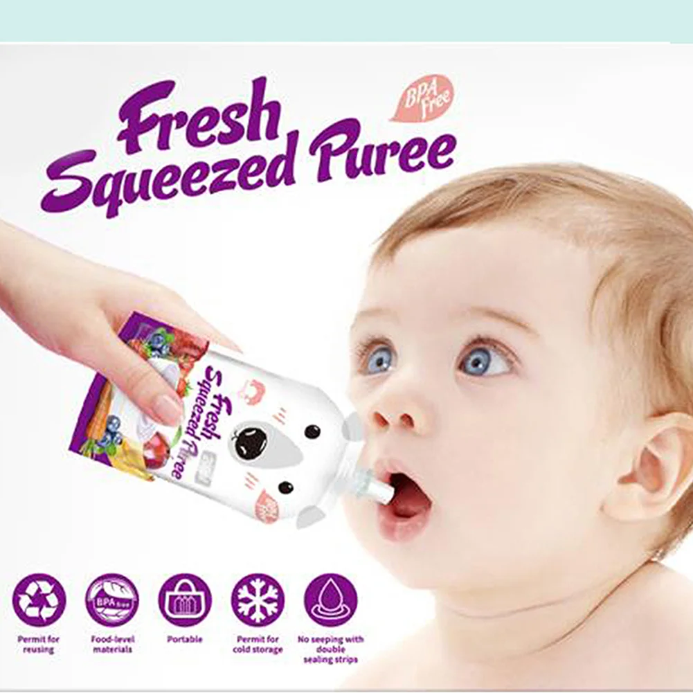 

8pcs Storage Non-spilled Baby Feeding Reusable Waterproof Travel Space Saving Double Zipper Portable Food Pouch Organizer Nozzle