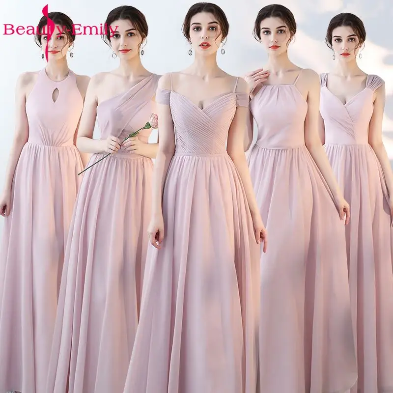 Розовые синие шифон платья-трапеция невесты Платья для девушки на свадебные вечеринки и выпускной Платья для вечеринки