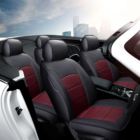 Black X Red Wine AutoDecorun 15 шт./компл. перфорированной натуральной Чехлы для Jaguar XJL аксессуары чехол для автомобилей укладки защитников 2005 - Название цвета: Black X Red Wine