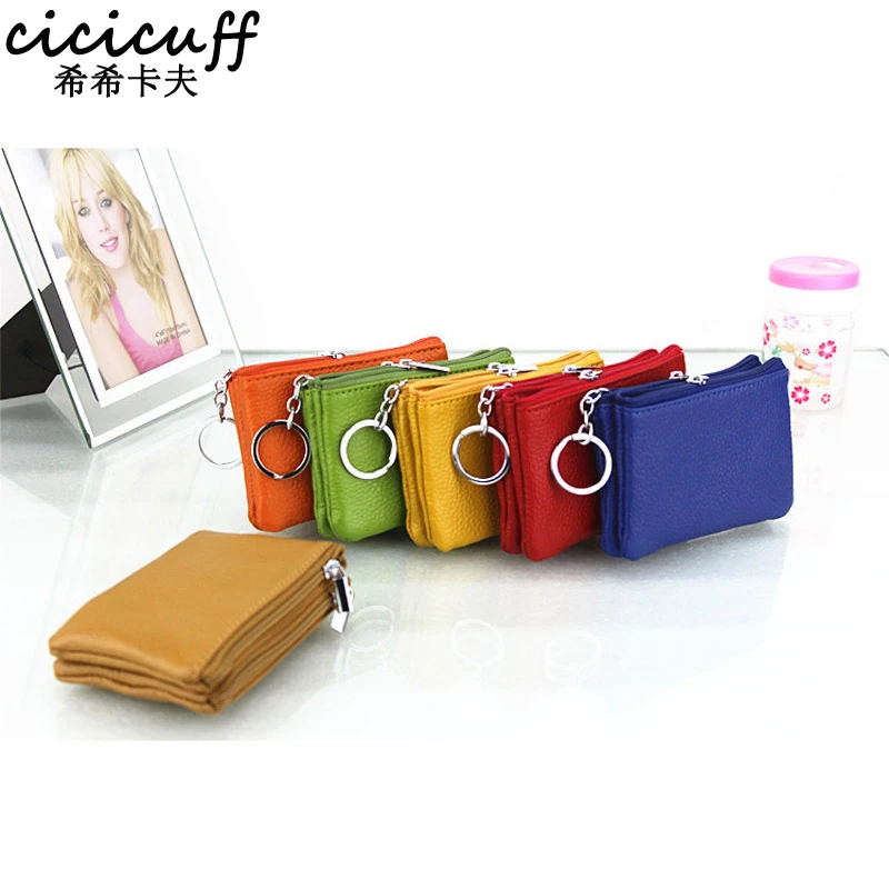 

CICICUFF 2018 Solid Color New Short Leather Ladies Zero Wallet Fashion Double Deck Full Leather Version Universal Key Tide Bag