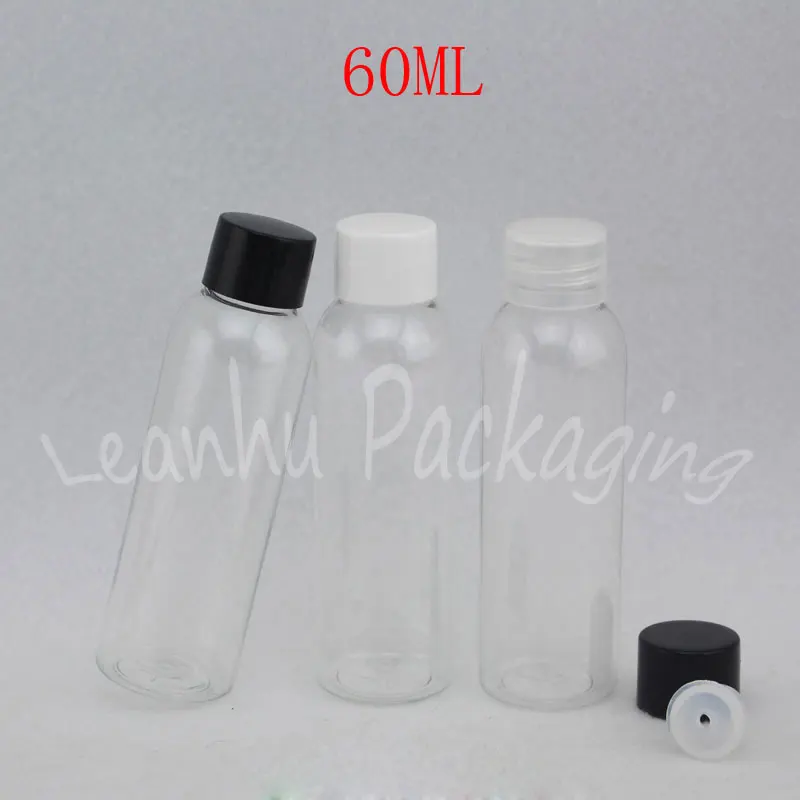

60ML Transparent Round Plastic With Screw Cap , 60CC Empty Cosmetic Container , Shampoo / Toner Makeup Sub-bottling