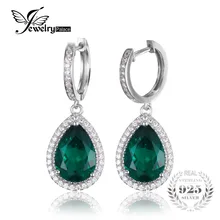 Jewelrypalace nano ruso de lujo 8.4ct pear cut verde esmeralda creado pendientes esterlina del sólido 925 de plata de la joyería fina