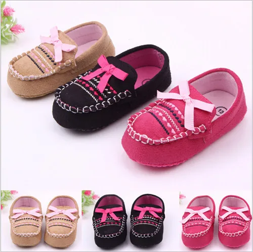 

2015 New Baby Shoes First Walkers Soft Bottom Infants Boy Girl Crib Shoes Newborn Toddlers Bowknot Sneakers