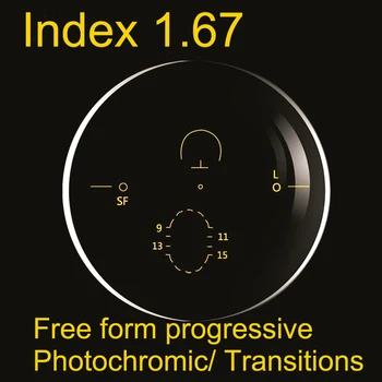 High Index 1.67 Free Form Progressive Photochromic Lens (UV400) Transitions Gray HMC Anti-Reflective And Anti-Scratch High Index 1.67 Free Form Progressive Photochromic Lens (UV400) Transitions Gray HMC Anti-Reflective And Anti-Scratch