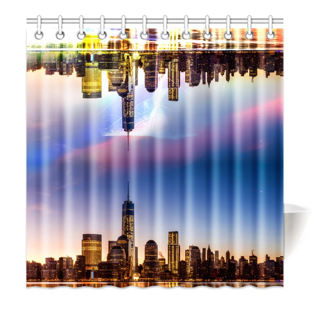 Shower Curtain New York City Skyline Reflection Sky Mirage Printing