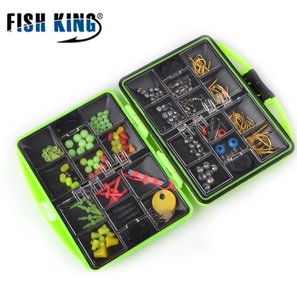 Набор рыболовных крючков FISH KING вертлюги мормышки плавающие бусины аксессуары