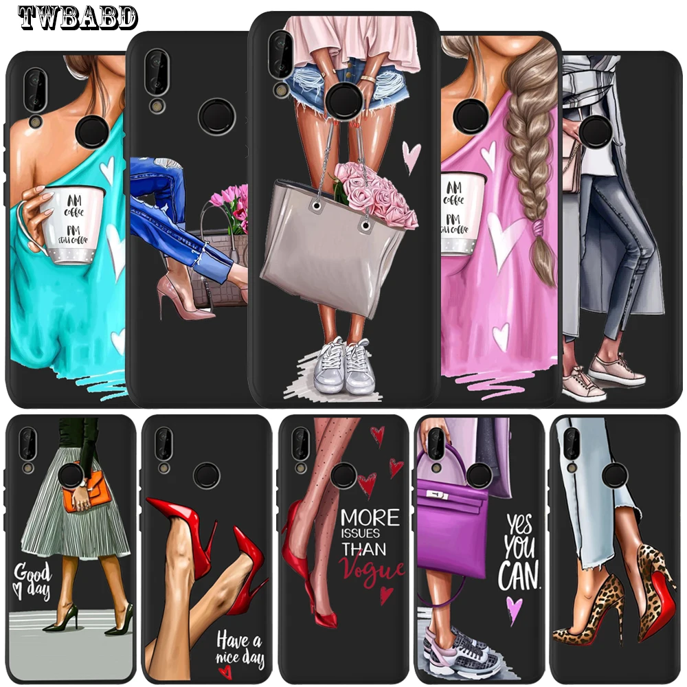 

High heels Girl Flower Phone Case For Huawei Honor 20 Lite View 20 20Pro 10 Lite 9 Lite 10 9 8 8x 8c 8 Lite Capa Etui
