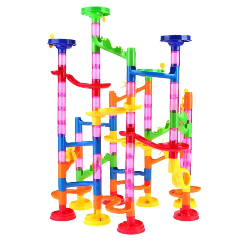 105pcs set Tunnel Blocks font b Toy b font Kids DIY Assembly Marble Race Run Maze